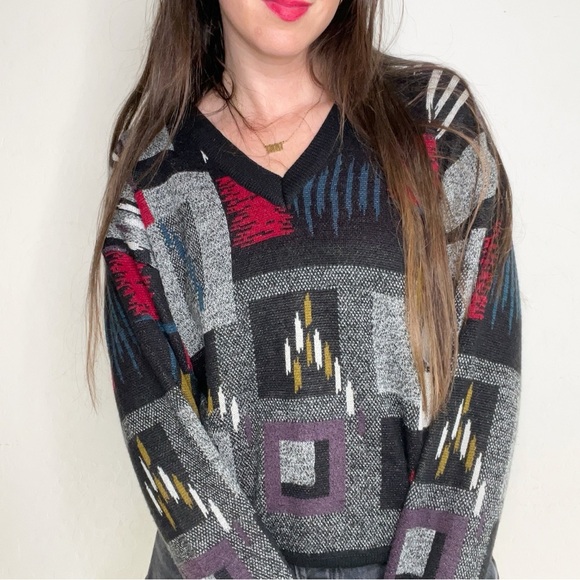 Vintage LASA Made in Italy Wool V-Neck Sweater - Picture 1 of 6